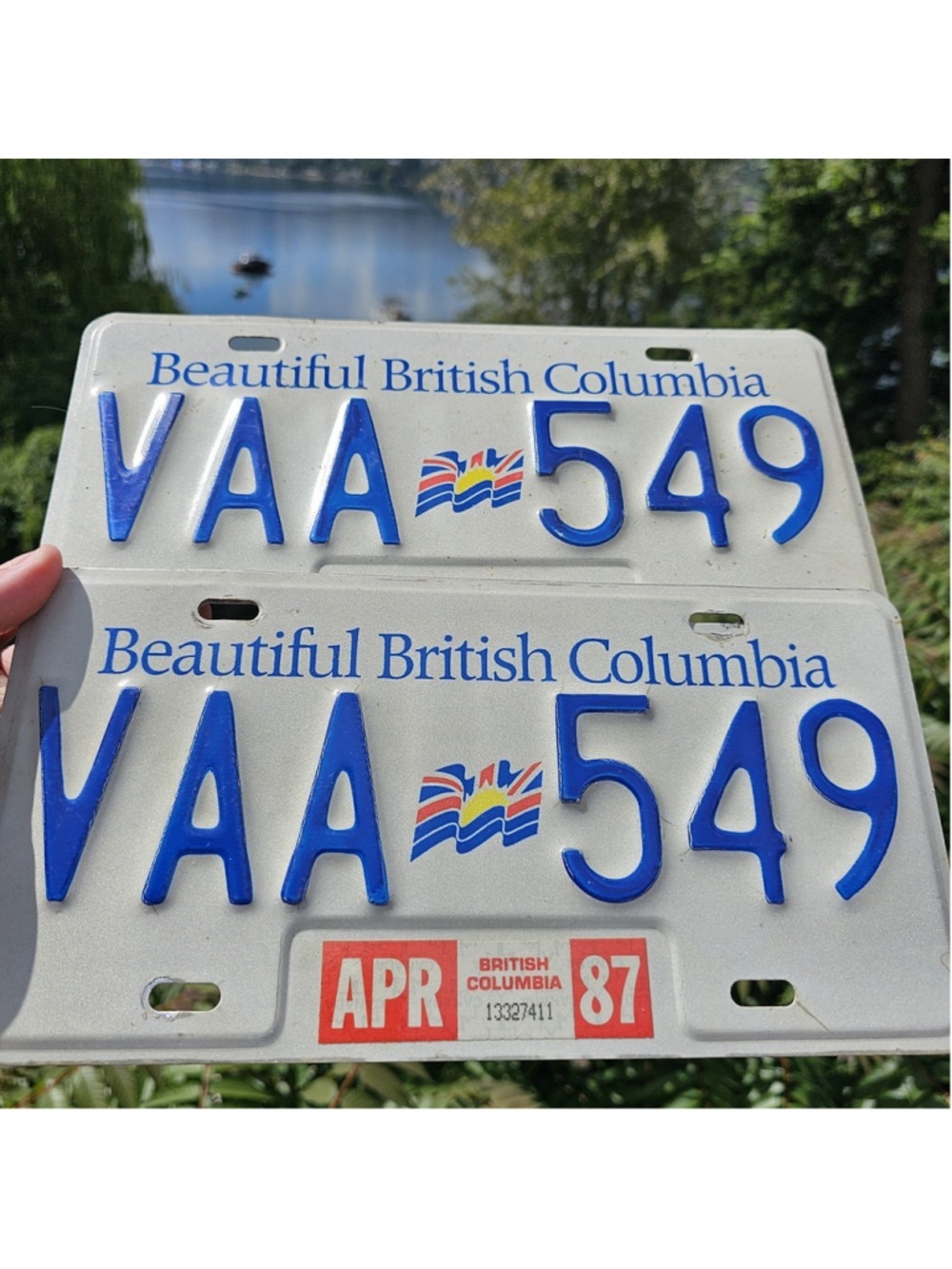 1987 British Columbia License Plates Pair VAA 549 Beautiful BC Vintage Auto